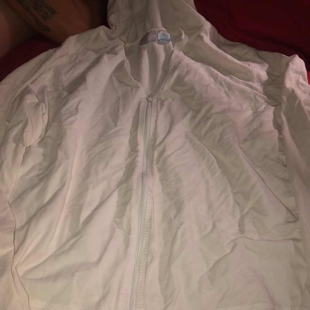 Whit long sleeve zip up hoodie/XXL